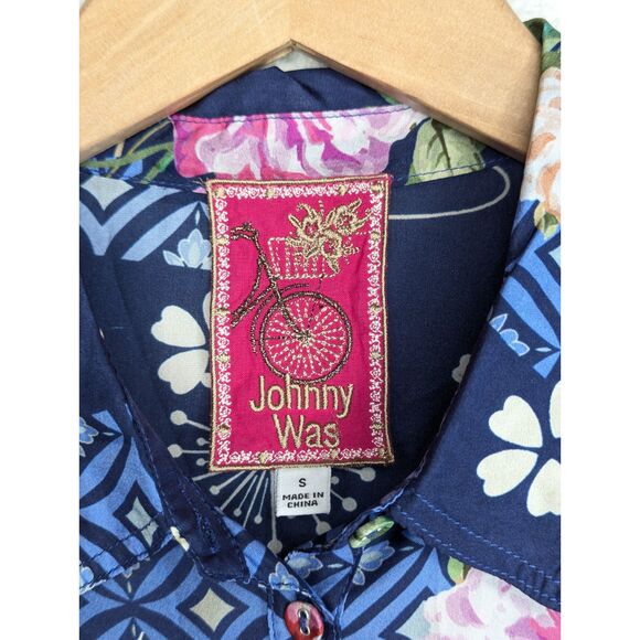 Johnny Was Fanny Ailana 100% Silk Floral Blouse Sz S Boho Chic Flowy C11624B2 - Picture 6 of 9